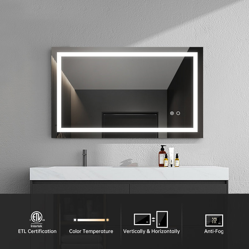 Wrought Studio Led Lighted Bathroom Wall Mounted Mirror & Reviews Wayfair